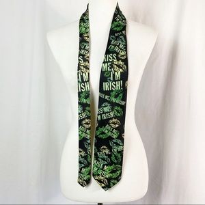 Vintage Kiss Me I’m Irish Black Green Lips Tie